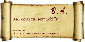 Balkovics Adrián névjegykártya